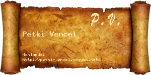 Petki Vencel névjegykártya